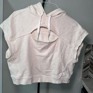 Casual Cream Hooded Crop Top
